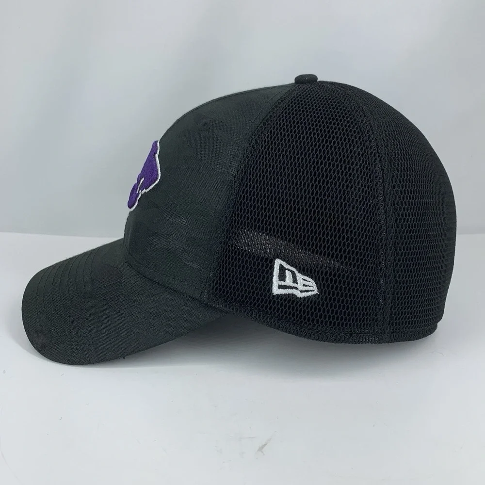 Kansas State Hat New Era 39THIRTY Large / XLarge Stretch Black Camo Baseball Cap